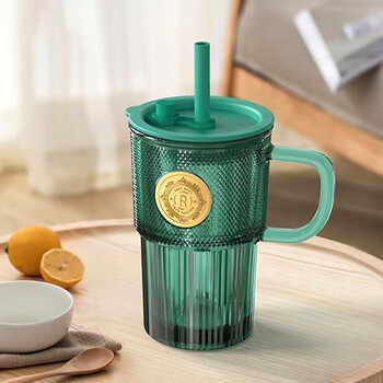 品喻吸管玻璃杯高颜值女生家用耐高温水杯果汁牛奶咖啡饮料杯子