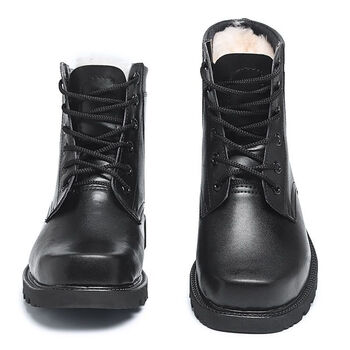 军勾棉靴皮鞋冬靴男款特战棉鞋冬季保暖加厚防滑羊毛靴作战靴士棉鞋