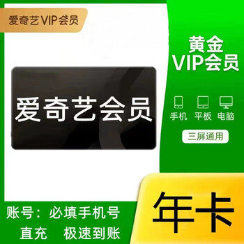 爱奇艺VIP黄金会员年卡12个月 爱奇会员 年卡不支持电视端验证充值 爱奇艺年卡