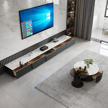 意式激光电视柜轻奢现代风高端家用投影仪专用柜客厅落地岩板地台
