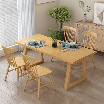 殿下北欧美式松木长条桌家用全实木长桌餐厅桌子客厅现代简约原木餐桌