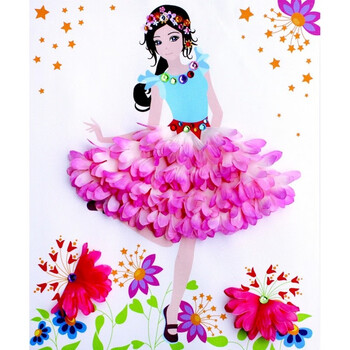 女孩手工制作diy材料包花朵画幼儿园手工作品创意花瓣粘贴画带相框diy