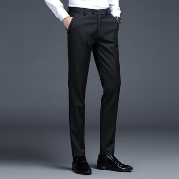 cooper 西裤男商务正装裤子坠感休闲西装裤直筒长裤工装西服裤子 黑色