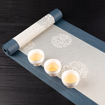 逸居客（YIJUKE）中式茶席桌旗茶垫茶桌布长条禅意茶壶垫桌垫编织茶旗功夫茶具配件