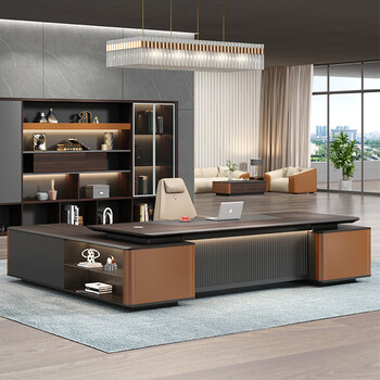 茗仕居 办公家具老板桌办公桌简约现代大班台总经理总裁办公室桌椅