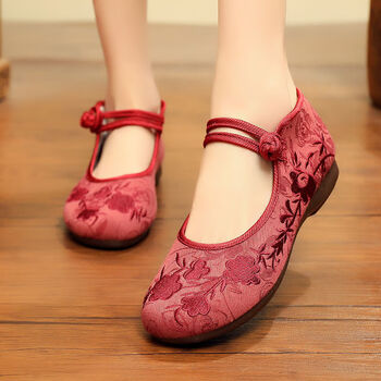 恺吉锐老北京布鞋女士夏季软底女鞋中老年民族风绣花鞋子女新款妈妈单鞋 6647红色 39