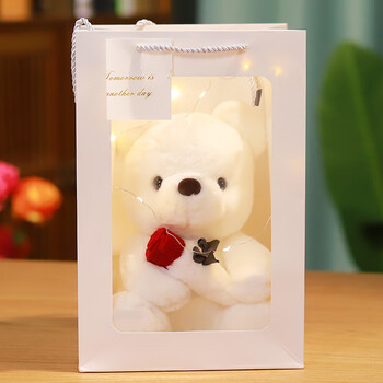 布偶娃娃女孩生日礼物 白色(熊) 礼盒 串灯 35厘米【图片 价格 品牌