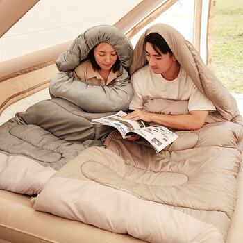 橙央chengyang睡袋户外露营大人冬季加厚防寒被子两用隔脏办公室双人