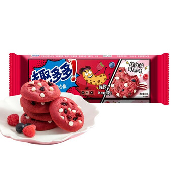 趣多多红丝绒莓果味80g*12袋 口感绵软休闲零食下午茶 随机发货