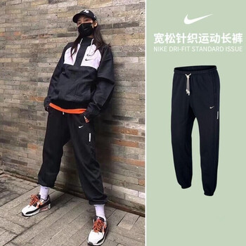 耐克（NIKE） 长裤男裤2024夏新款休闲运动裤梭织透气宽松舒适小脚卫裤DD4895 CK6366-010/春秋款夹绒 M