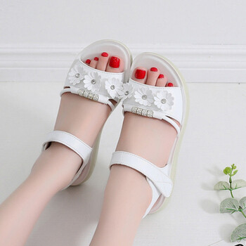 女孩子夏季新款凉鞋中大童女童防滑软底甜美公主鞋岁f6613白色凉鞋