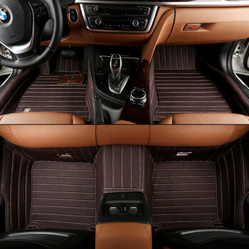 于全包围真皮汽车脚垫新帕萨特新迈腾途锐辉四季通用全真皮单层咖啡色