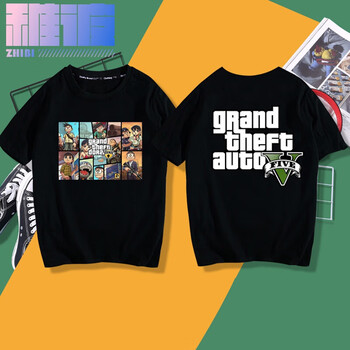 稚彼定制侠盗gta5圣安地列斯周边rockstar Games摇滚之星短袖t恤衣服体恤黑色一哆啦a梦多块s 图片价格品牌