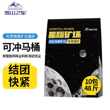 雪山之星钠基矿石猫砂除臭活性炭10公斤接近无尘小颗粒矿物猫沙子可冲马桶 2.4kg*10包钠基矿砂·-可冲马桶