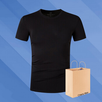 ck1男士短袖t恤莫代尔棉圆领简约修身百搭潮流休闲个性打底衫纯黑短袖