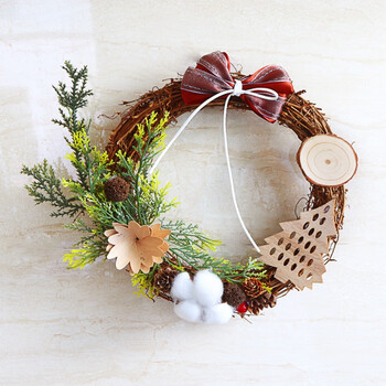 门窗挂饰花环花圈 酒店商场场景布置 松针大花环 30cm草编花环款式二