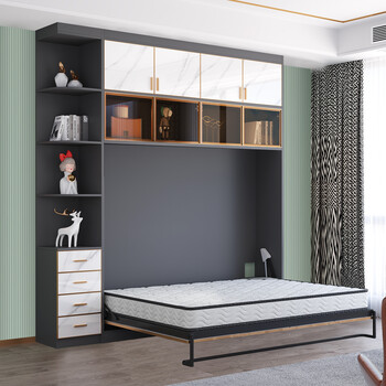 雪鹏简约床书柜一体隐形床家用多功能靠墙侧翻折叠壁床角柜小户型定制