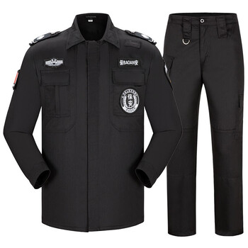 保安长袖作训服套装男机场黑色训练服酒店安检特训服秋冬长袖保安套装