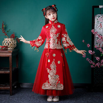 霜魄小女孩汉服女童超仙儿童古装汉服小学生汉服中国风唐装秋冬装拜年