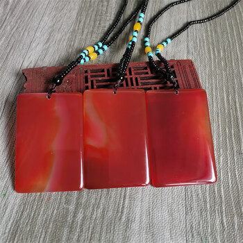 熙谜雅红玛瑙吊坠战国红玛瑙平安无事牌吊坠男女款玉石挂件方形520