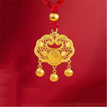 沁晴金锁黄金平安锁足金吊坠女长命锁女士手工编织新款520七夕送女友