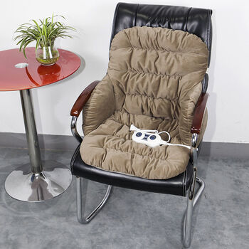 加热坐垫可拆洗办公室久坐发热连体电热坐垫插电式家用冬季椅垫驼色