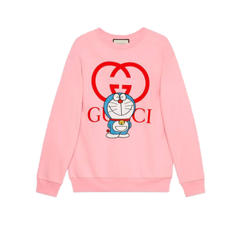 gucci古驰女士哆啦a梦印花圆领运动衫卫衣617964xjdic5904粉色预售xxs