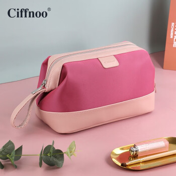 琪斐诺（Ciffnoo） 化妆包便携防水女士粉色高档新款高级大容量化妆品收纳包CFN0193 粉色