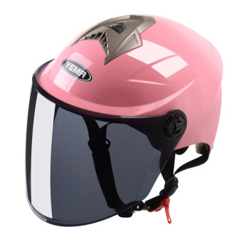 野马（YEMA）3C认证电动车头盔男女夏季防晒摩托车安全帽大号轻便式半盔327S 粉红（3C认证） 配炫彩镜片(均码)