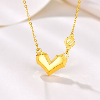 和富隆(hafilo)黄金项链足金999心形套链5g工艺锁骨链love爱心项链