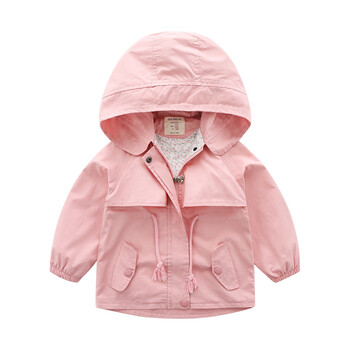 小孩子的衣服洋气可爱欧美童装公主蝴蝶结拉链衫碎花朵帽女童风衣2019