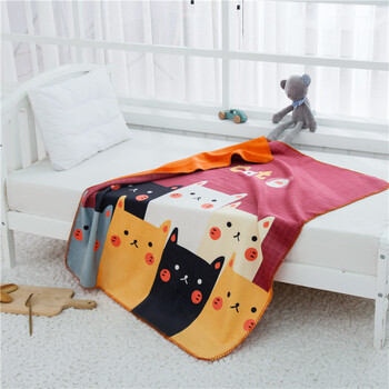 温妤儿童小绒毯休闲幼儿园午睡通用盖毯办公室冬季卡通双层小毛毯粉色