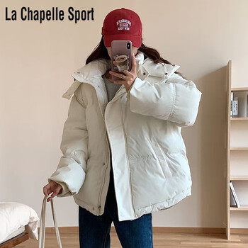 羽绒服女2023年冬季新款韩版宽松加厚学生时尚短款面包服乳白色s