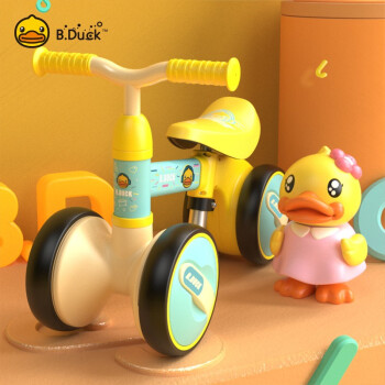 B.Duck小黄鸭平衡车儿童无脚踏1-5岁男女孩四轮滑行宝宝扭扭车 绿色