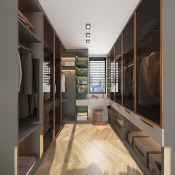 欧铂丽轻奢衣帽间定制走入式衣柜全屋定制小户型迷你衣帽间定做柜定制