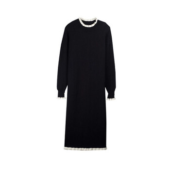 【连衣裙女秋冬款】女装秋冬韩版宽松女装潮流外穿木耳边连衣裙搭配 黑色 L