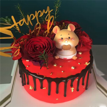 芙滋窝生肖鼠生日蛋糕心有所鼠可爱小老鼠蛋糕男孩女孩儿童全国同城