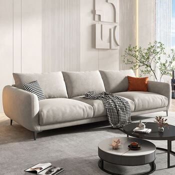 新款布艺沙发客厅小户型极简轻奢侘寂风民宿北欧日式简约现代三人 米
