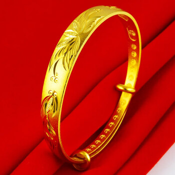 kerla施华洛落世奇黄金手镯女款9999足金镯子金首饰18k金花朵花开富贵