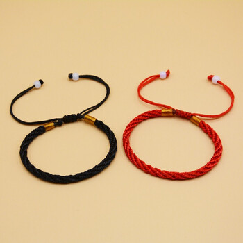 手工编织红绳手链男女潮 情侣款学生手链 韩版简约红黑平安结手绳一对
