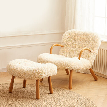 牧席北欧单人沙发可拆洗小户型奶油风休闲椅设计师扶手网红卧室阳台