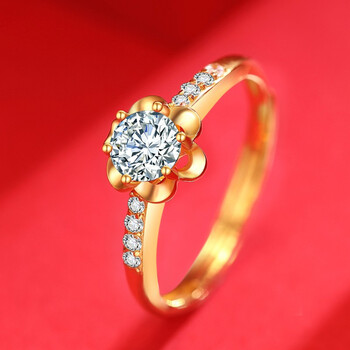 劳梭黄金戒指女款i U英文我爱你爱心形镶嵌活口3d硬金999足金戒指情人节礼物求婚表白送女友幸福花冠黄金戒指 图片价格品牌报价 京东