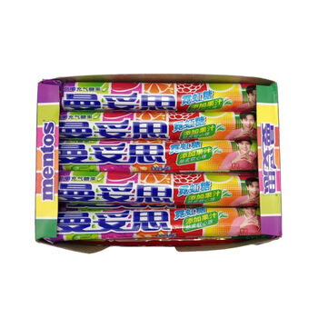 曼妥思脆皮软心珠劲嚼充气糖水果味37g条糖薄荷糖特强薄荷味盒装 30条