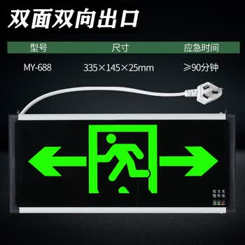 逃生紧急通道标志灯新国标安全出口应急灯 双面双向(带插头) 24v-220v