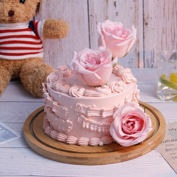 杉茵鲜花生日蛋糕创意网红定制皇冠鲜花玫瑰送老婆女神闺蜜新鲜水果