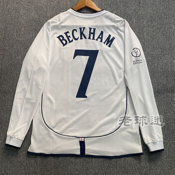 oimg复古球衣2002世界杯英格兰队服7号贝克汉姆长短袖运动足球训练服