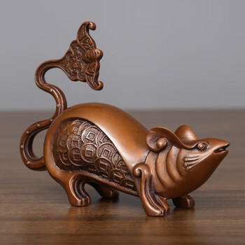 莱杉铜十二生肖鼠摆件工艺品老鼠福鼠商务办公客厅家居装饰品摆设紫