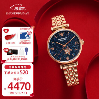 阿玛尼(Emporio Armani)手表 钢制表带机械星空时尚轻奢机械女士腕表 AR60043生日礼物 情人节礼物