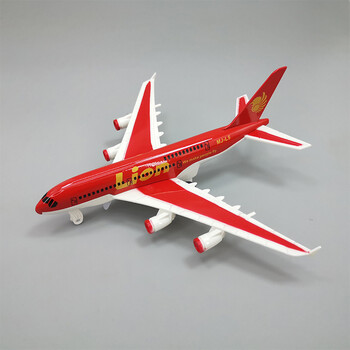 合金小客机儿童玩具飞机 波音777 空客a380 仿真回力飞机模型摆件 红