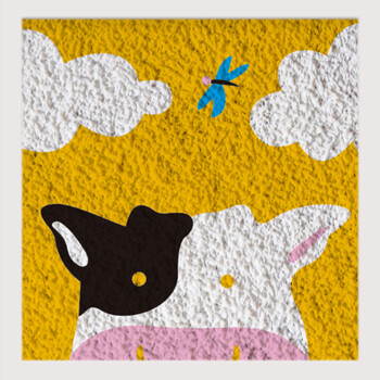 画手工diy材料包手工制作装饰品 儿童立体纸浆泥画数字立体画 016奶牛